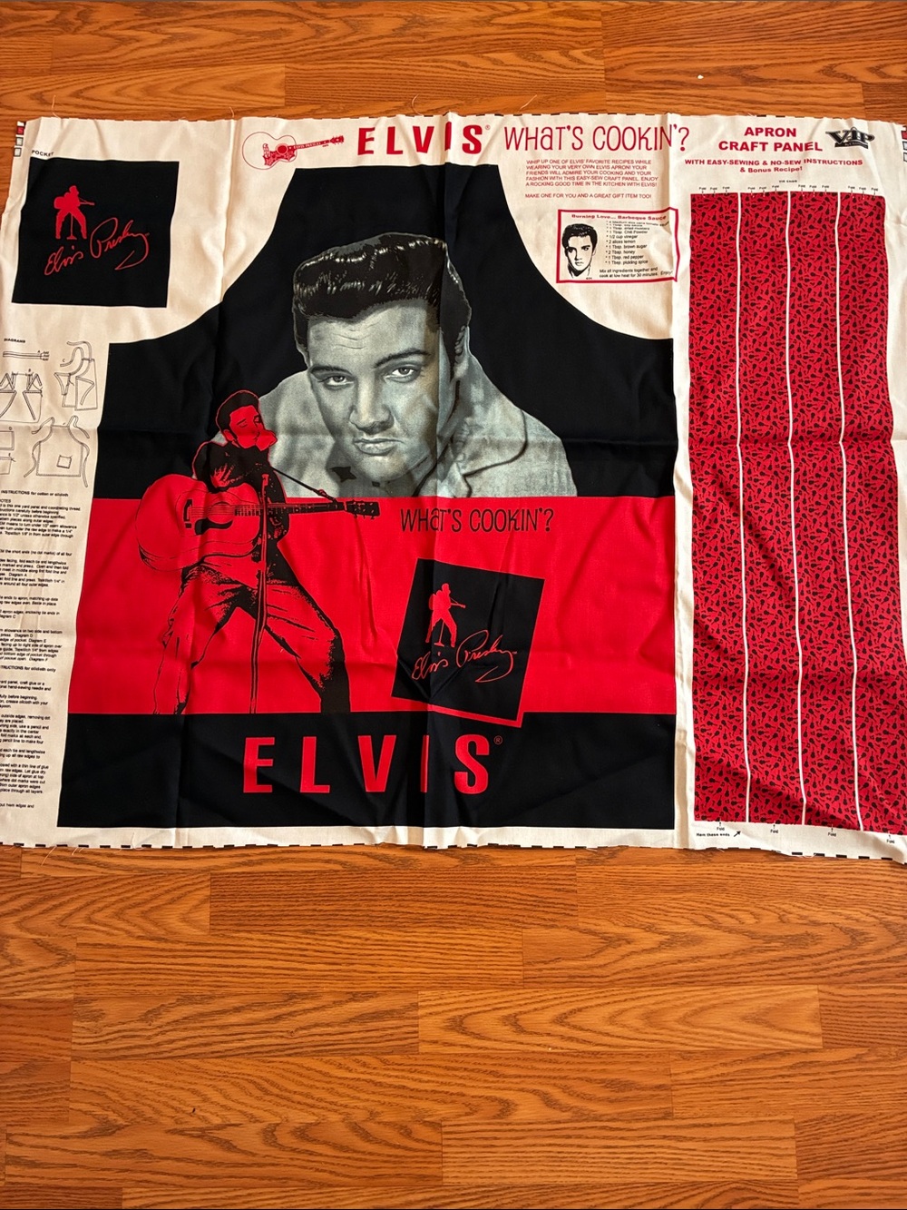 Elvis Graphic Apron Panel in Red and Black